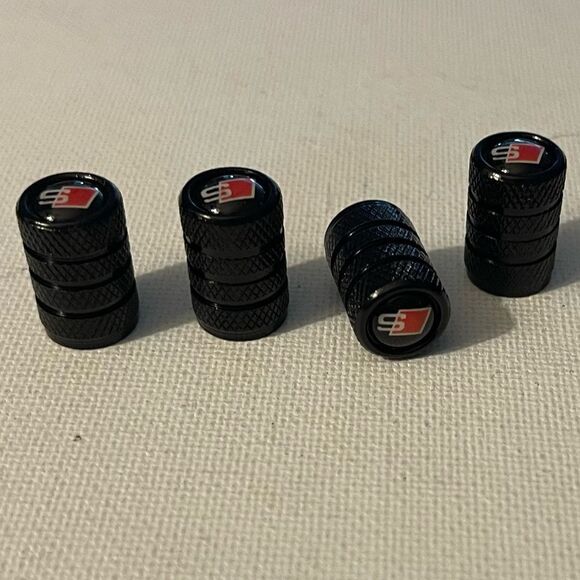 Audi S Line valve Stem caps in Black set of 4 NWT - Picture 2 of 4